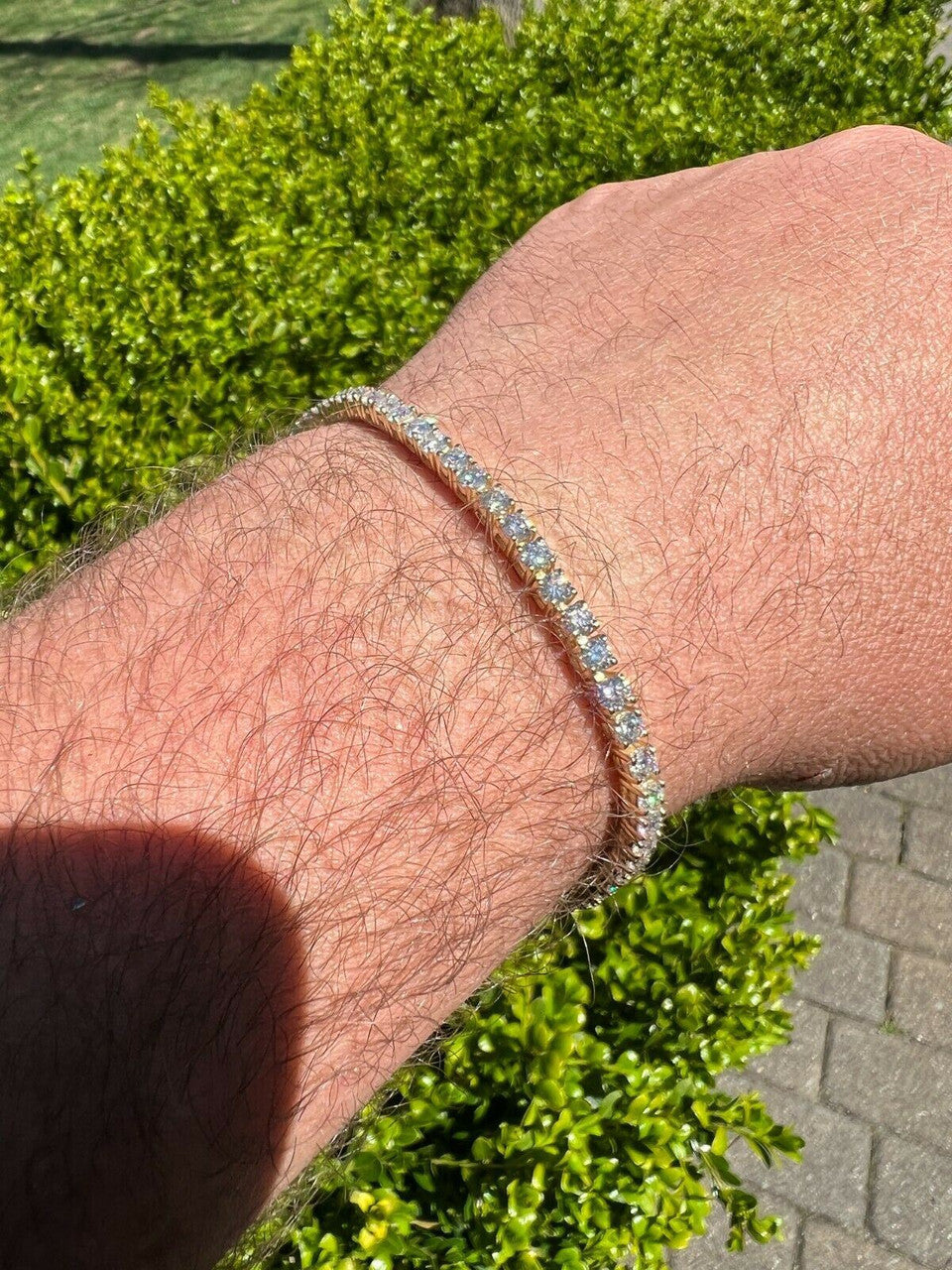 HarlemBling Real Solid 10k Gold 3mm Moissanite Tennis Chain Bracelet - Passes Diamond Tester