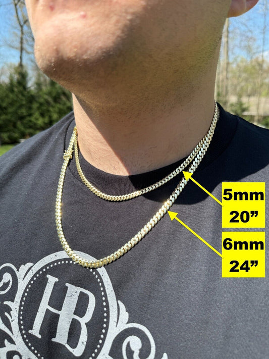 HANDMADE Tight Link Miami Cuban Link Chain Or Bracelet Necklace - 10k Yellow Gold - 7"-28" - 5mm-10mm