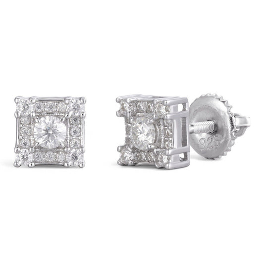 MOISSANITE Square Rapper Earrings - 925 Silver - 6mm