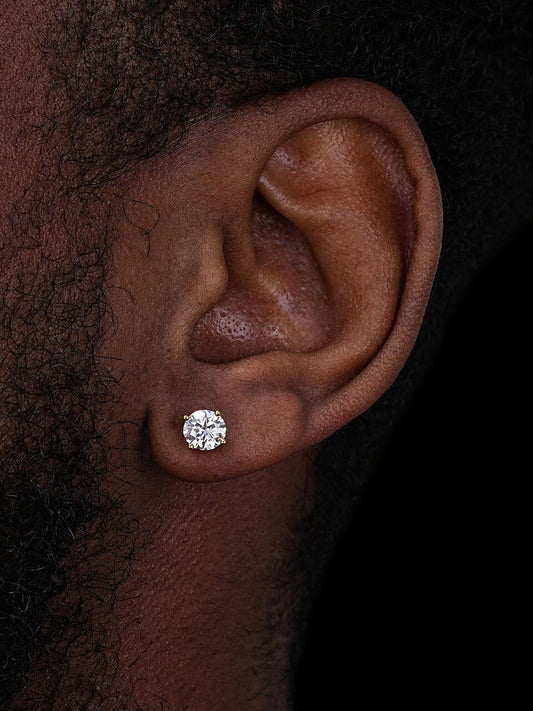 2ct Real DIAMOND Stud Earrings - 14k Yellow Gold - 6.5mm