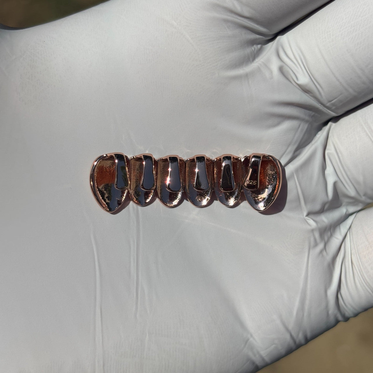 Real SOLID 14k Rose Gold 925 Sterling Silver Custom GRILLZ Teeth Top Bottom