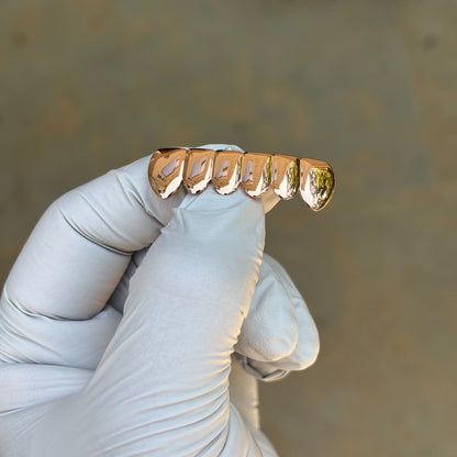 Real SOLID 14k Rose Gold 925 Sterling Silver Custom GRILLZ Teeth Top Bottom