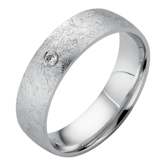 MOISSANITE Solitaire Scraped Brushed Wedding Band Ring - 925 Silver