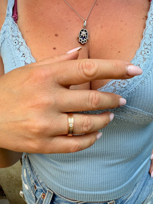 MOISSANITE Solitaire Wedding Band Ring - 14k Rose Gold Vermeil 925 Silver