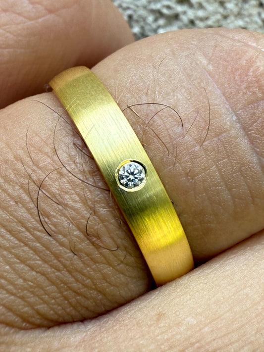 14k Gold Over Real 925 Silver 4mm Wedding Band Ring W. Solitaire Moissanite Imported from eBay HarlemBling