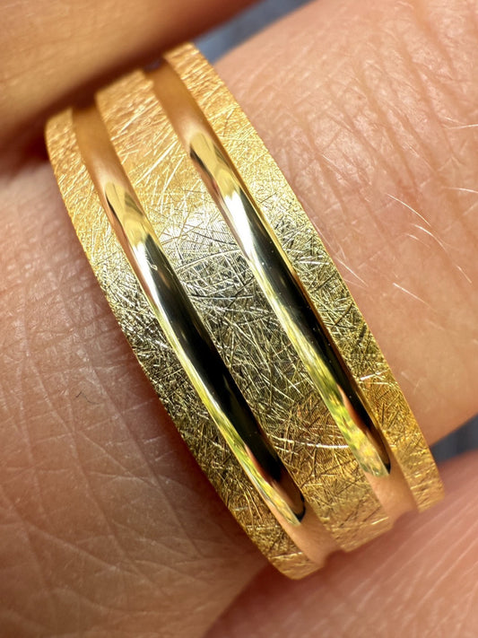 14k Gold Over Solid 925 Silver Plain Wedding Band Ring 6mm Mens Ladies Brushed Imported from eBay HarlemBling