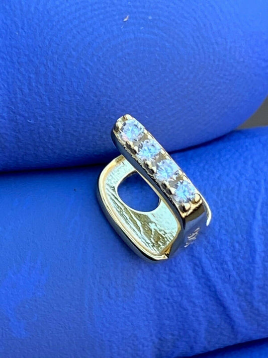 14k Gold Over SOLID 925 Silver Gap Grillz Single Tooth Hip Hop Grill Cap Iced