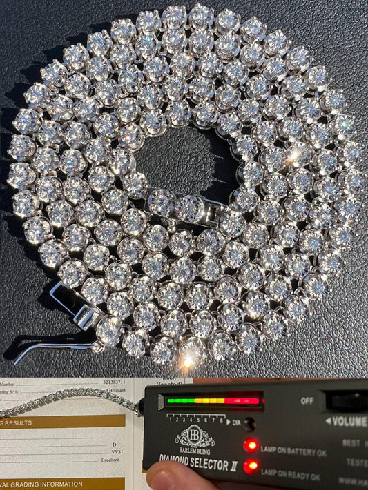 3mm MOISSANITE Illusion Set Tennis Chain Necklace 925 Silver Pass Diamond Tester