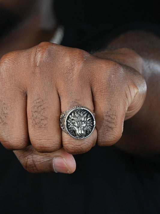 Lion King Ripping Chains - 925 Silver Oxidized - Plain