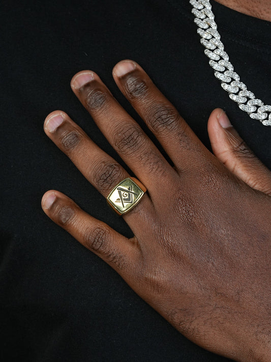 Masonic Lodge Ring - 14k Gold Vermeil 925 Silver - Plain