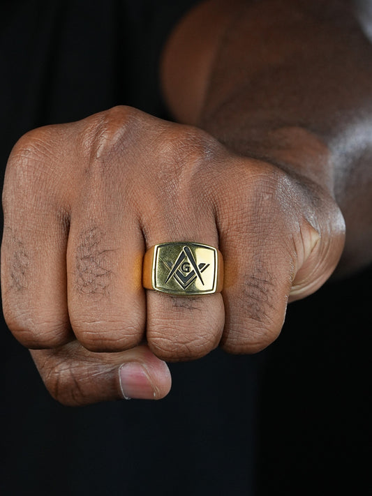 Masonic Lodge Ring - 14k Gold Vermeil 925 Silver - Plain
