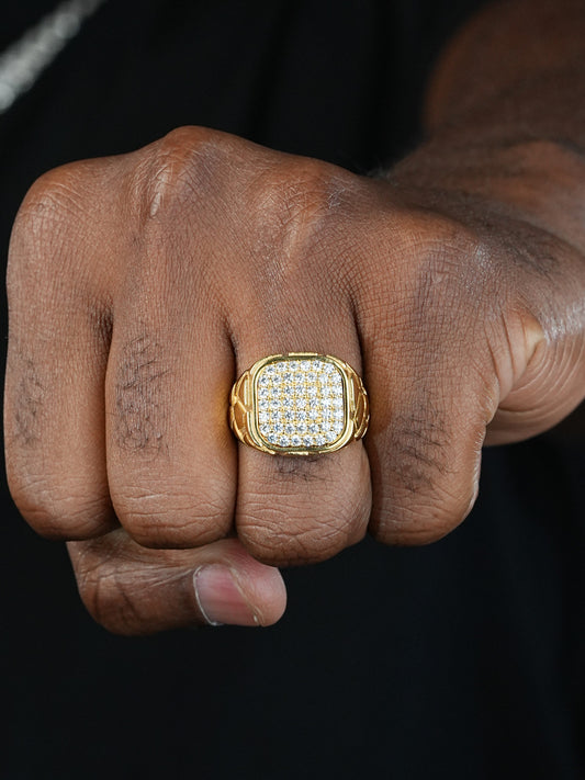 Drake Square Ring - 14k Gold Vermeil 925 Silver - CZ Stones