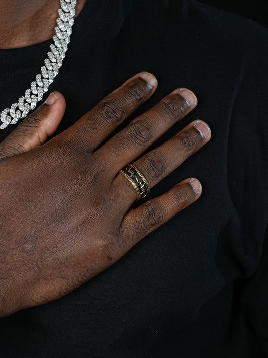 Barbed Wire Band Ring - 14k Gold Vermeil 925 Silver Oxidized - Plain