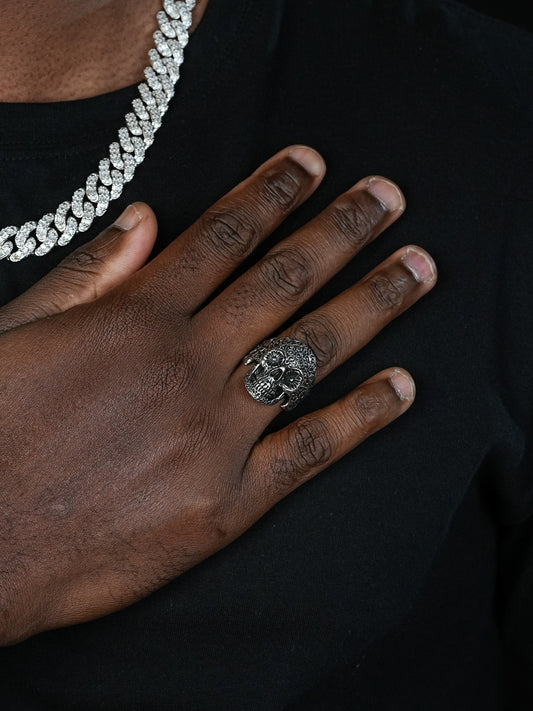 Sugar Skull Ring - 925 Silver Oxidized - Plain