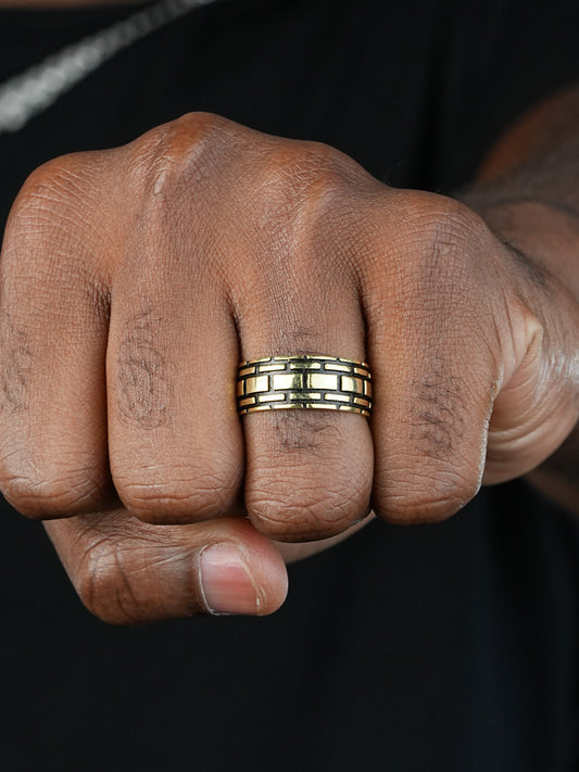 Brick Eternity Band Ring - 14k Gold Vermeil 925 Silver Oxidized - Plain