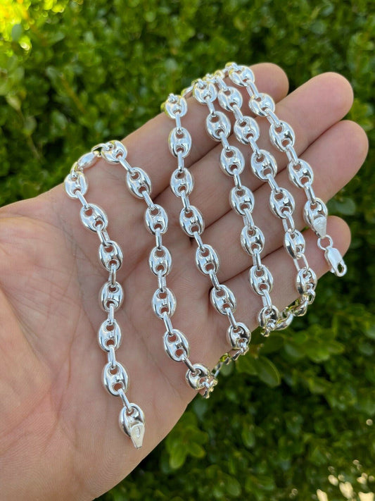 925 Sterling Silver 8mm Puffed Gucci Mariner Link Chain Necklace Bracelet 7-30