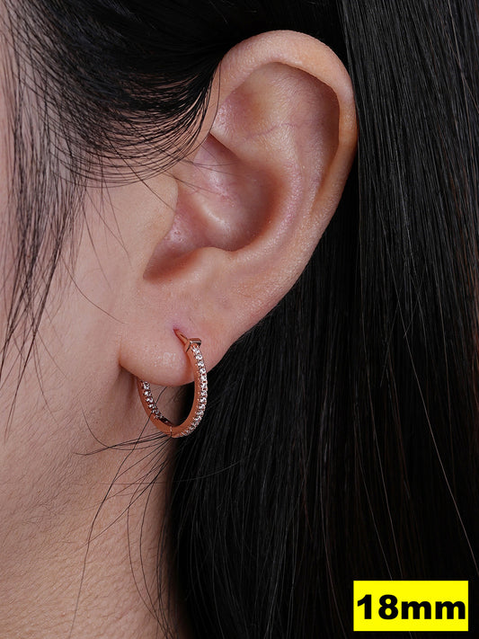 Everyday Classic Endless Inside Out Hoop Earrings - 14k Rose Gold Vermeil 925 Silver - CZ Stones - 18-50mm