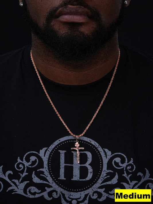 #1 Bestseller Crucifix Pendant - 14k Rose Gold Vermeil 925 Silver - 3 Sizes 1"-2.5"