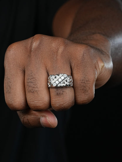 MOISSANITE Ice & Metal Nugget Ring - 925 Silver