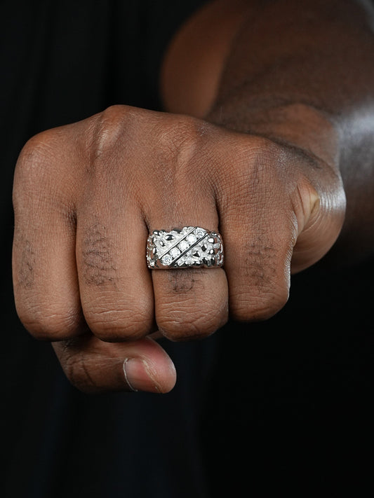 MOISSANITE Ice & Metal Nugget Ring - 925 Silver