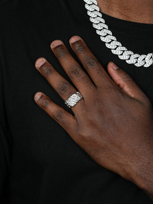 Ice & Metal Nugget Ring - 925 Silver - CZ Stones