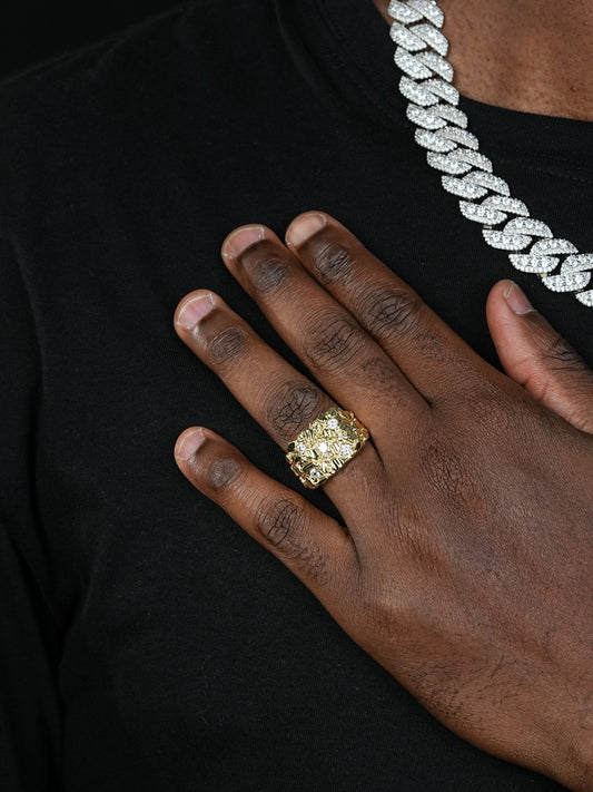 Iceberg On Mountain Nugget Ring - 14k Gold Vermeil 925 Silver - CZ Stones