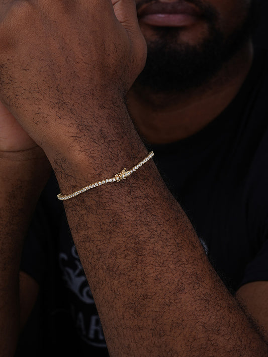 Micro Tennis Bracelet Iced Out CZ Stones - 14k Gold Vermeil 925 Silver - 2mm - 6-8.5"