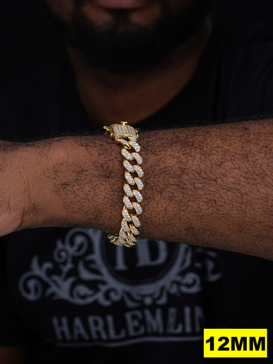 Classic Miami Cuban Link Bracelet Iced Out CZ Stones - 14k Gold Vermeil 925 Silver - 6mm-18mm - 7-8.5"