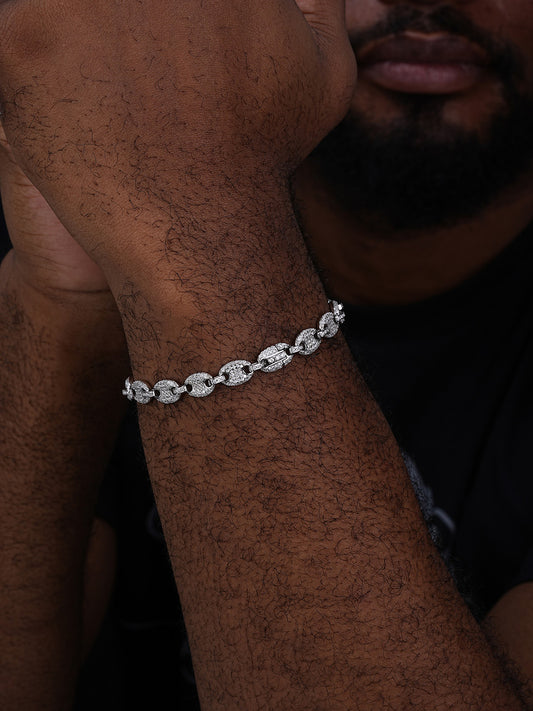 MOISSANITE Classic Gucci Link Bracelet Iced Out - 925 Silver - 8mm - 6"-8.5"