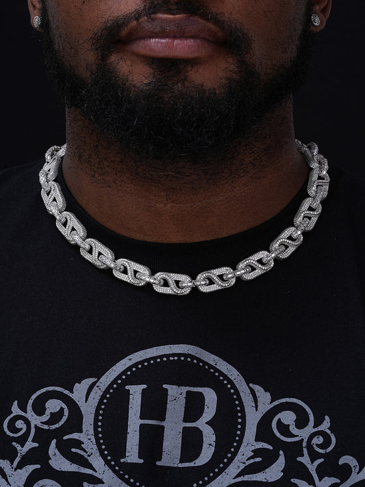 MOISSANITE Infinity Gucci Link Chain Necklace Iced Out - 925 Silver - 14mm - 18"-28"