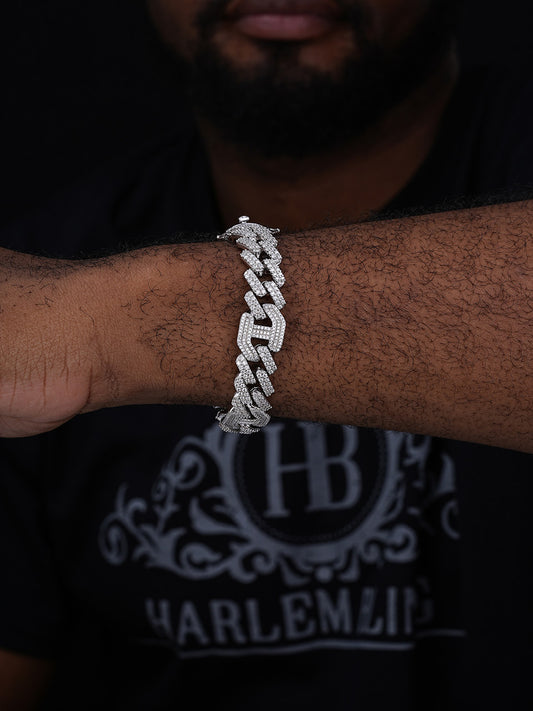 MOISSANITE Figarucci Prong Cuban Link Bracelet Iced Out - 925 Silver - 15mm - 7"-8.5"