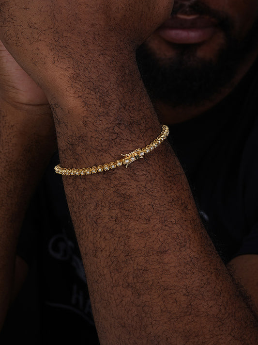 MOISSANITE Illusion Tennis Bracelet Iced Out - 14k Gold Vermeil 925 Silver - 3mm - 6"-8.5"