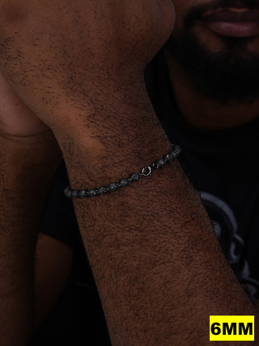 MOISSANITE Bead Ball Dogtag Necklace Chain - Black Rhodium Over 925 Silver - 4mm-10mm - 7.5"-8.5"