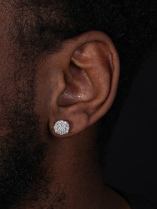 Iced Out Culture Earrings - 14k Gold Vermeil 925 Silver - CZ Stones - 9mm