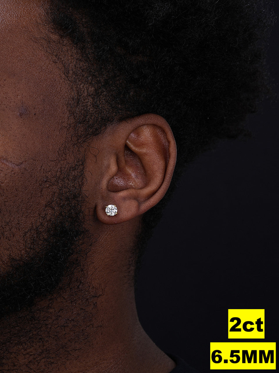 MOISSANITE Solitaire Pushback Stud Earrings - 14k Gold Vermeil 925 Silver - 3mm-10mm - 0.2-8ct