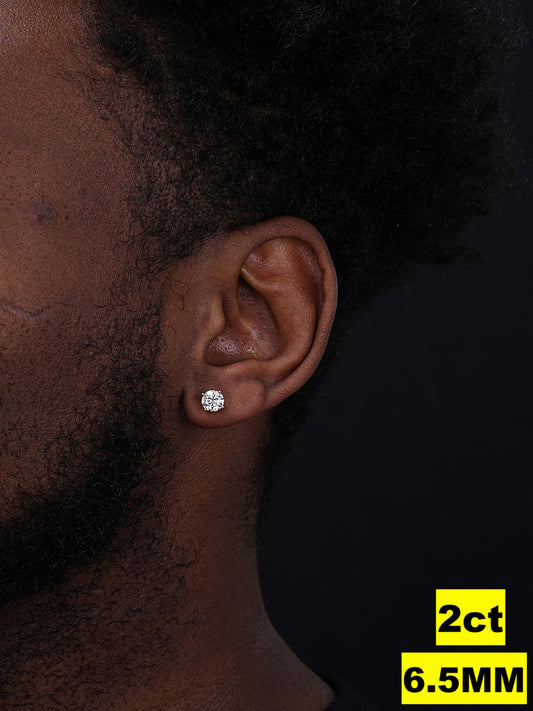 MOISSANITE Solitaire Pushback Stud Earrings - 14k Gold Vermeil 925 Silver - 3mm-10mm - 0.2-8ct
