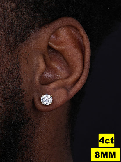 MOISSANITE Solitaire Pushback Stud Earrings - 14k Gold Vermeil 925 Silver - 3mm-10mm - 0.2-8ct