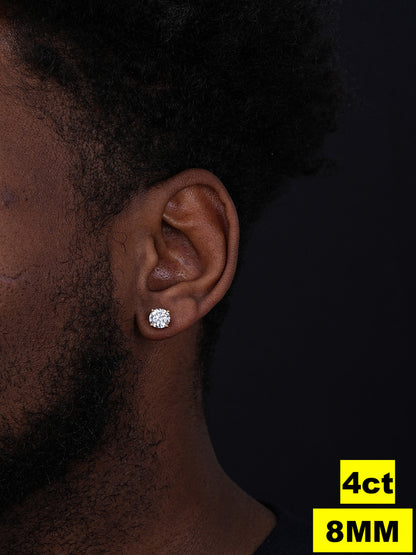 MOISSANITE Solitaire Pushback Stud Earrings - 14k Gold Vermeil 925 Silver - 3mm-10mm - 0.2-8ct