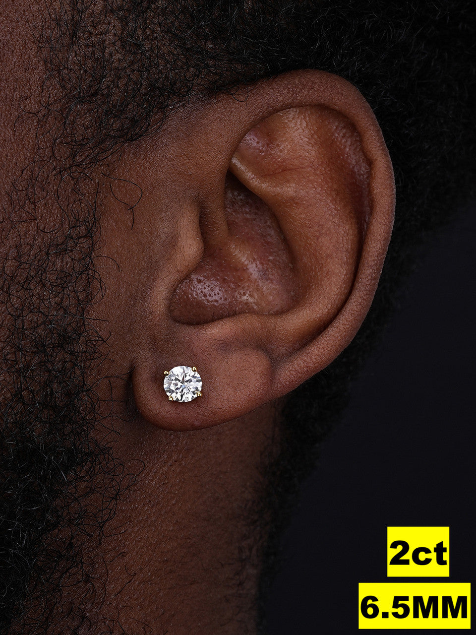 MOISSANITE Solitaire Pushback Stud Earrings - 14k Gold Vermeil 925 Silver - 3mm-10mm - 0.2-8ct