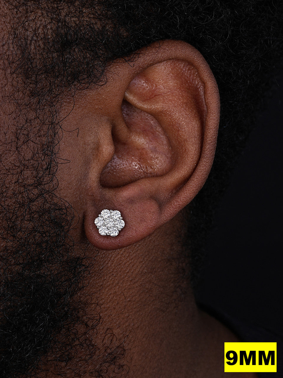 MOISSANITE Cluster Iced Out Honeycomb Set Earrings - 925 Silver - 6mm -11mm