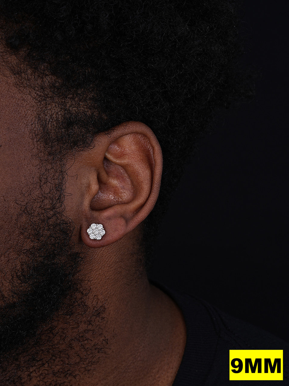 MOISSANITE Cluster Iced Out Honeycomb Set Earrings - 925 Silver - 6mm -11mm