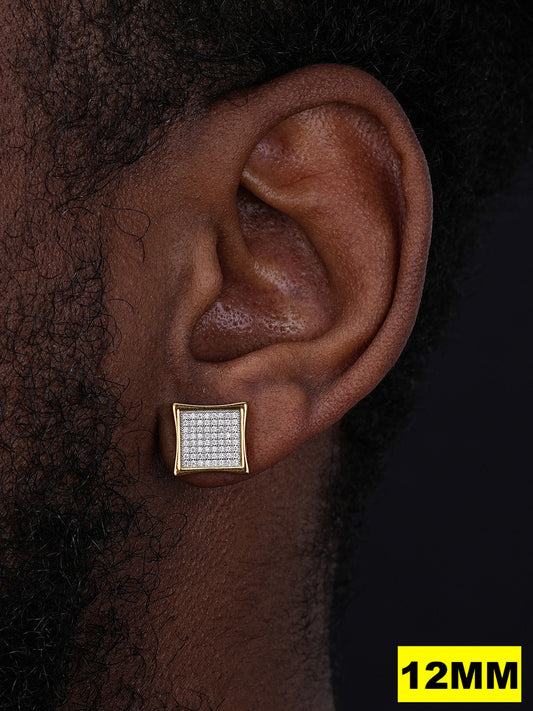 MOISSANITE Everyday Classic Square Iced Out Earrings - 14k Gold Vermeil 925 Silver - 4mm -18mm