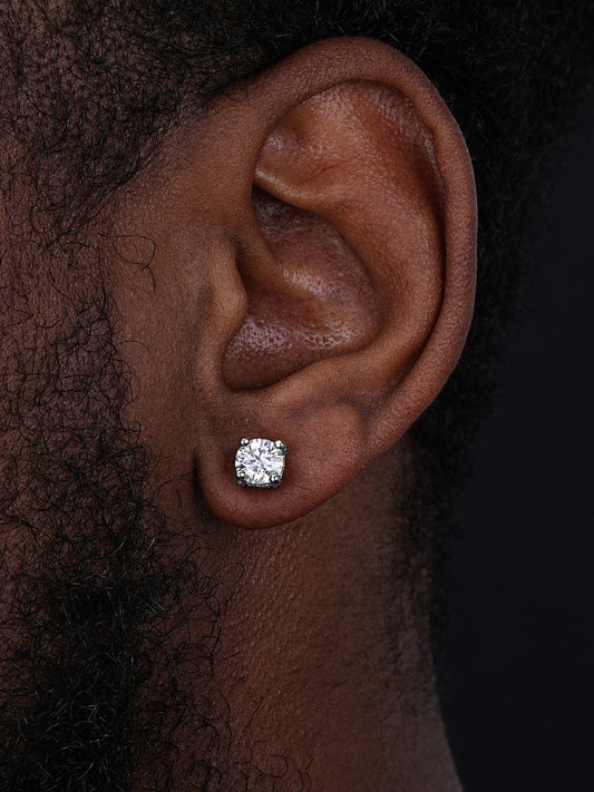 MOISSANITE Solitaire Stud Reinvented Earrings - Stones On All Sides - 925 Silver - 5mm-8mm