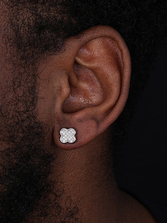 MOISSANITE Clover Fashionista Iced Out Earrings - 925 Silver - 10mm