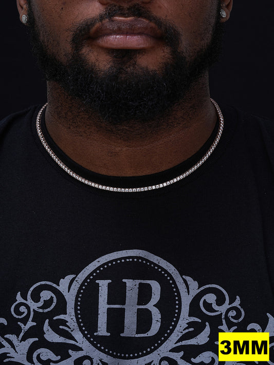 Tennis Chain Necklace Iced Out CZ Stones - 14k Rose Gold Vermeil Over 925 Silver - 3mm-6mm - 16"-30"