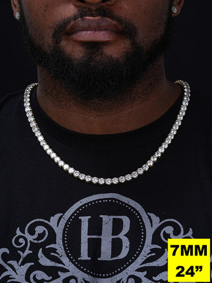 MOISSANITE #1 BESTSELLER Tennis Chain Necklace Iced Out - 14k Gold Vermeil, Rose Gold Vermeil Or 925 Silver - 3mm-7mm - 16"-30"