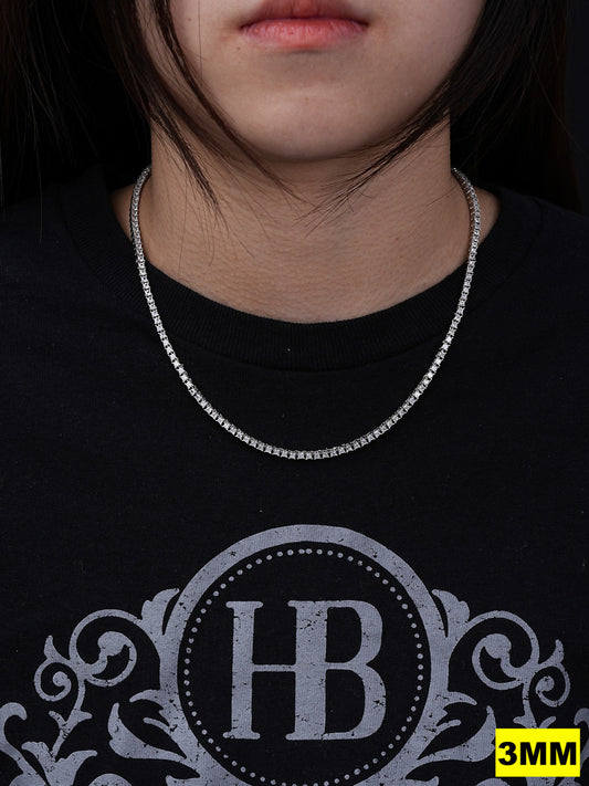 REAL 3mm MOISSANITE Princess Cut Square Tennis Chain Necklace 925 Silver Hip Hop