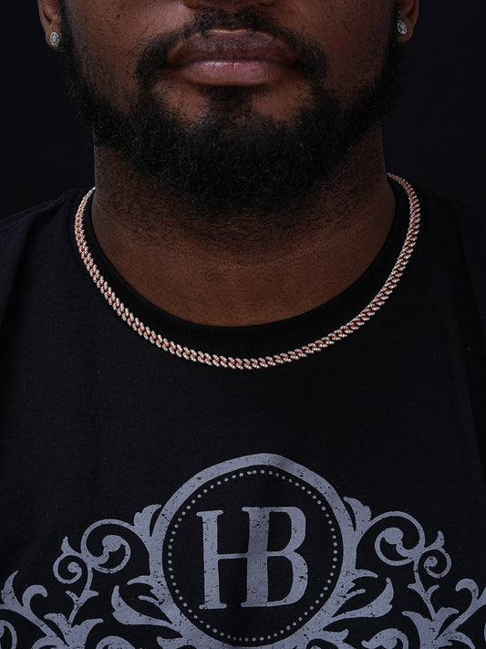 Everyday Wear Miami Cuban Link Chain Necklace Iced Out CZ Stones - 14k Rose Gold Vermeil 925 Silver - 6mm- 16-30"