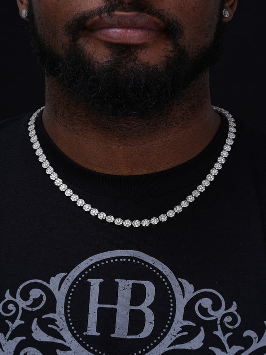 MOISSANITE Hip Hop Tennis Chain Necklace Iced Out- 925 Silver - 7mm - 16"-30"