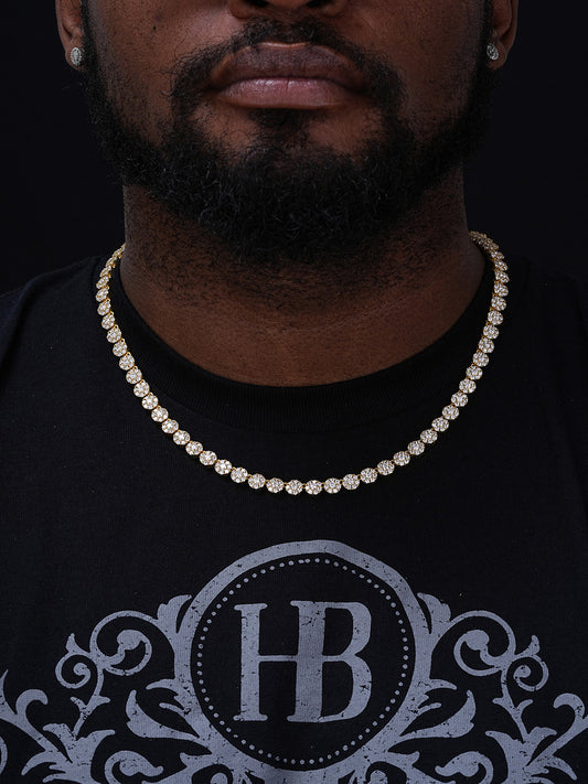 MOISSANITE Hip Hop Tennis Chain Necklace Iced Out - 14k Gold Vermeil 925 Silver - 7mm - 16"-30"